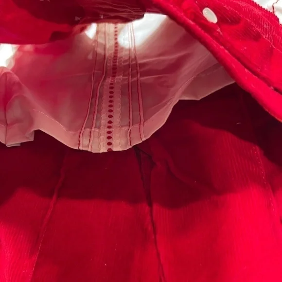 Baby boy vintage short suit, cotton corduroy, red & white. 3-piece. NWT. 0-6 mos - Picture 6 of 8